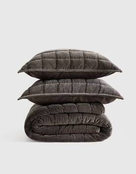 65271 Quince Nwt Cotton Velvet Box Quilt King / Cal Set Greystone Retail 279