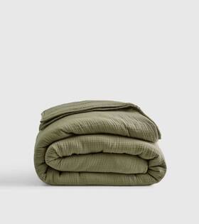 65346 Quince Nwt Organic Airy Gauze Dream Quilt Only King /cal Olive Cotton 170