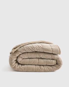 69732 Quince Nwt Cotton Velvet Box Quilt Full / Queen Only Light Taupe Msrp 180