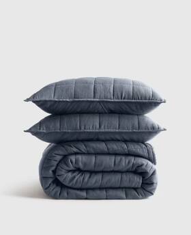 69800 Quince Nwt European Linen Box Quilt Set Nightfall Full Queen Msrp 199.90