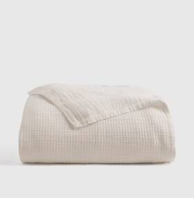 69948 Quince Nwt Organic Ribbed Cotton Coverlet Only Twin Ivory Blanket Msrp 89.90