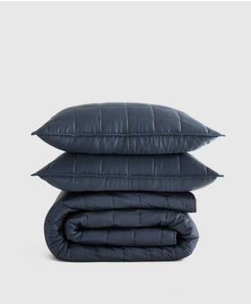 70411 Quince Nwt Organic Bamboo Box Quilt Set Full Queen Nightfall Msrp 179.90