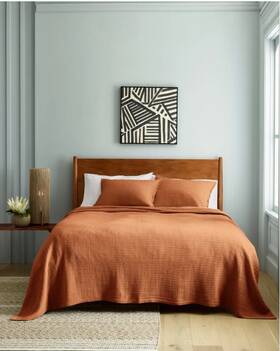 71085 Quince Nwot Organic Ribbed Cotton Coverlet Set Full Queen 100% Terracotta 71085 Quince Nwot Organic Ribbed Cotton Coverlet Set Full Queen 100% Terracotta