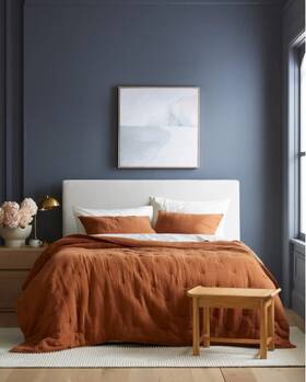 71118 Quince Nwt Organic Airy Gauze Dream Quilt King Cal Terracotta Msrp 169.90