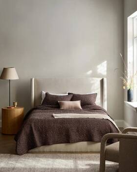 71170 Quince Nwt Organic Cotton Hand Stitched Quilt Only Full / Queen Espresso Ret 140