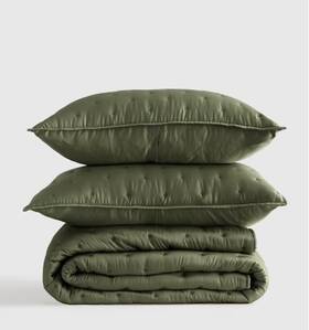 7146 Quince Nwt Organic Bamboo Dream Quilt Set Olive Msrp 184 Full Queen