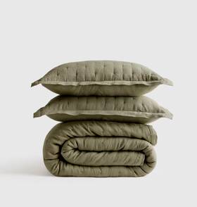 9445 Quince Nwt European Linen Dream Quilt Set King Cal Willoleaf Msrp 234