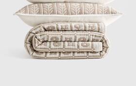 99140 Quince Nwt Organic Cotton Jacquard Floral Coverlet Set Twin Toffee Quilt 179.90