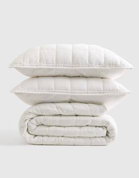 99399 Quince Nwt European Linen Box Quilt Set Full Queen White Msrp 199.90