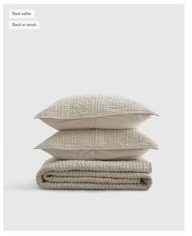 Qnjrcv0949 Quince Nwt European Linen Cotton Stitch Quilt Set King / Cal In Natural
