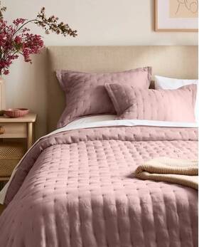 Qnjrg70912 Quince Nwot European Linen Dream Quilt Only Full / Queen Dusty Mauve Bedspread