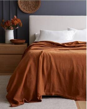 Qnjrn70868 Quince Nwot Vintage Wash European Linen Bed Cover King Cal Terracotta Blanket