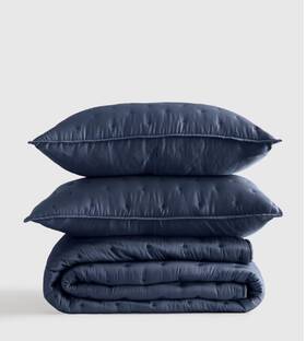 Qnn3 Quince Nwt Organic Bamboo Dream Quilt Set Nightfall Msrp 184 Silky