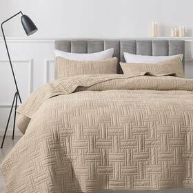 R.share 744759061928 California Oversized Quilt King Size Bedding Sets Basket-beige