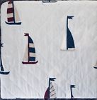 R64223 Nantucket Distributing Nautical Full Queen Quilt Sham Set Sailboats Cottage