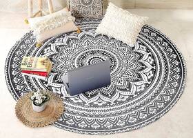 Raajsee 939392890552 Grey Black Ombre Round Beach Tapestry Hippie/boho Blanket