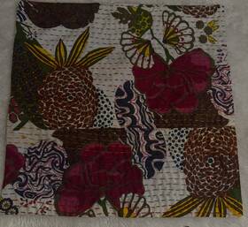 3-indian Radhekrishnafashions Rk029 Handmade Cotton White Fruit Kantha Quilted Pillow Covers Zipp Closure