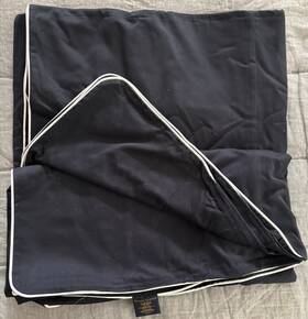 Ralph Lauren 028828041029 Home Queen Nightspread Navy Blue White Piping 100% Cotton New