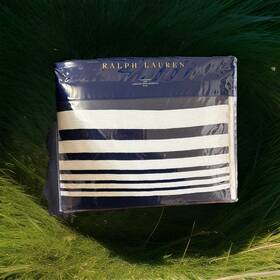 Ralph Lauren 650841715001 Home Harlow Throw Blanket Jete Plaid 100% Cotton 54x72 White/navy