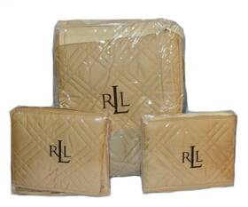 Ralph Lauren 886087012866 Regent Almond Full/ Queen Quilt Shams Set New 685 Cotton Sateen