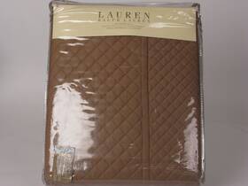 Ralph Lauren 886087055177 Solid Tan Camel Diamond Stitch Full Queen Quilt Equestrian