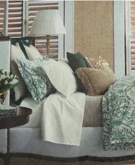 Ralph Lauren 886087360172 Charleston Barton 2pc Euro Pillow Shams Cream/green Nip 430