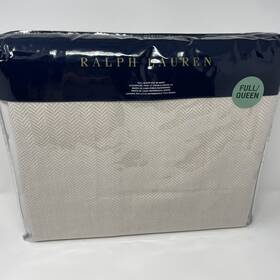 Ralph Lauren 886087399561 Wensley Herringbone Cream Grey Full/queen Bed Blanket 90x90in