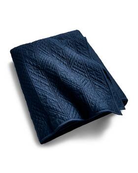 Ralph Lauren 886087407754 Oakfield Quilted Coverlet Cotton Sateen Full Queen Navy Msrp 500