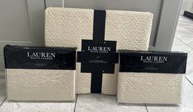 Ralph Lauren 886087475159 Kaia Matelass 3pc Queen Coverlet Bedspread 2 Shams Natural 540