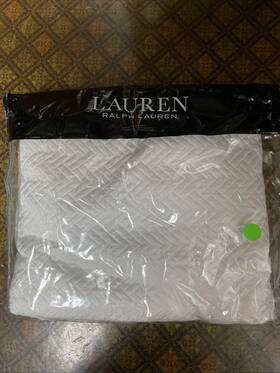 Ralph Lauren 886087475197 Kaia Matelass Coverlet Bedspread Blanket Chevron King White 385