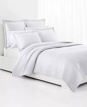 Ralph Lauren 886087475203 Kaia King Soft Grey Coverlet 108x94 Chevron Textured Nwt