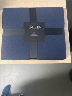 Ralph Lauren 886087475210 Kaia Matelass Coverlet Bedspread Blanket Chevron King Navy 385
