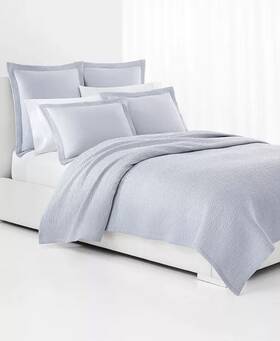 Ralph Lauren 886087475265 New Kaia Matelass Coverlet Chevron King Blue Cornflower