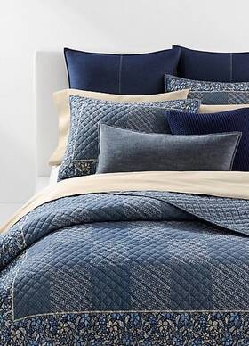 Ralph Lauren 886087486391 Penwood Indigo Multi Patchwork Quilt King 90 Inch X 108 Msrp 340