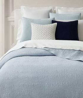 Ralph Lauren 886087503814 Wiley Cotton Jacquard Reversible Quilt King Blue Msrp 300