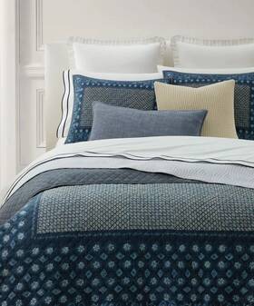 Ralph Lauren 886087514094 Beckett Indigo Full/ Queen Cotton Quilt 90x92 Blue Brand New