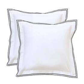 Ranznaz 719986385314 White Euro Pillow Shams Covers Set Of 2 100% Cotton Embroidery Trims Square