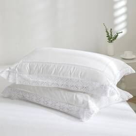 Ranznaz 719986738004 White Lace Pillow Shams Standard Size Set Of 2 100% Cotton Ruffle Cas