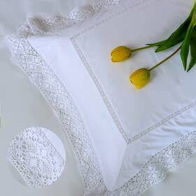 Ranznaz 799408963016 Lace Pillow Shams King Size Set Of 2 100% Cotton White Embroidery Cas