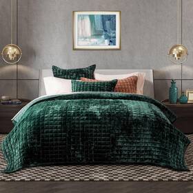 Cb1013-3500 Recyco Velvet Quilt Set Luxury King Size Bedding Oversized Charcoal Gray Lightweight