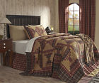 Red Stitched Pc Set Quilt Courthouse Steps King Lodge 3 Gold Brown Hand