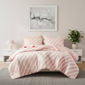Biab-001 Regency Heights Reversible Striped Queen Comforter Set-bed In A Bag 7-pieces Bedding Set With