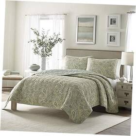 214350 Revman International Queen Quilt Set Reversible Cotton Bedding With Full/queen Emilia Green