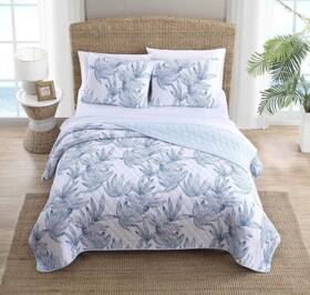 Ushsa91168613 Revman International Tommy Bahama Home King Quilt Set With Shams 100% Cotton Blue Botanical