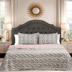 B0fkbqqgtv Ridhi Block Print Reversible Cozy Quilt Coral Pink King 96 X 106 Lightweight