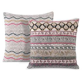 R-tnt-001-18 Ridhi Hand Block Print Soft Grey And Natural Beige Cotton Tnt Cushion Cover 1