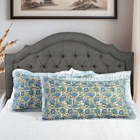 Rpcrulm72-2036 Ridhi Asparagus Green 100% Cotton Block Print Ruffle Bed Sham Cover 20ftft 36