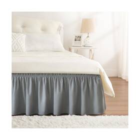 Q051015qaasg Rimela Grey Queen Size Bed Skirt 15 Inch Drop Elastic Skirting Light Gra