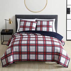 Riverbrook Home 679610853063 Exclusive Coverlet Collection Quilt Set Twin Red Plaid 2 Piece