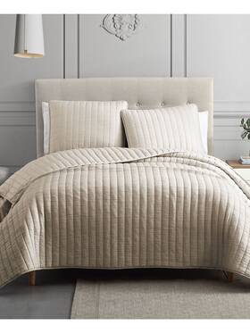 81916 Riverbrook Home Beige Striped King Coverlet Set